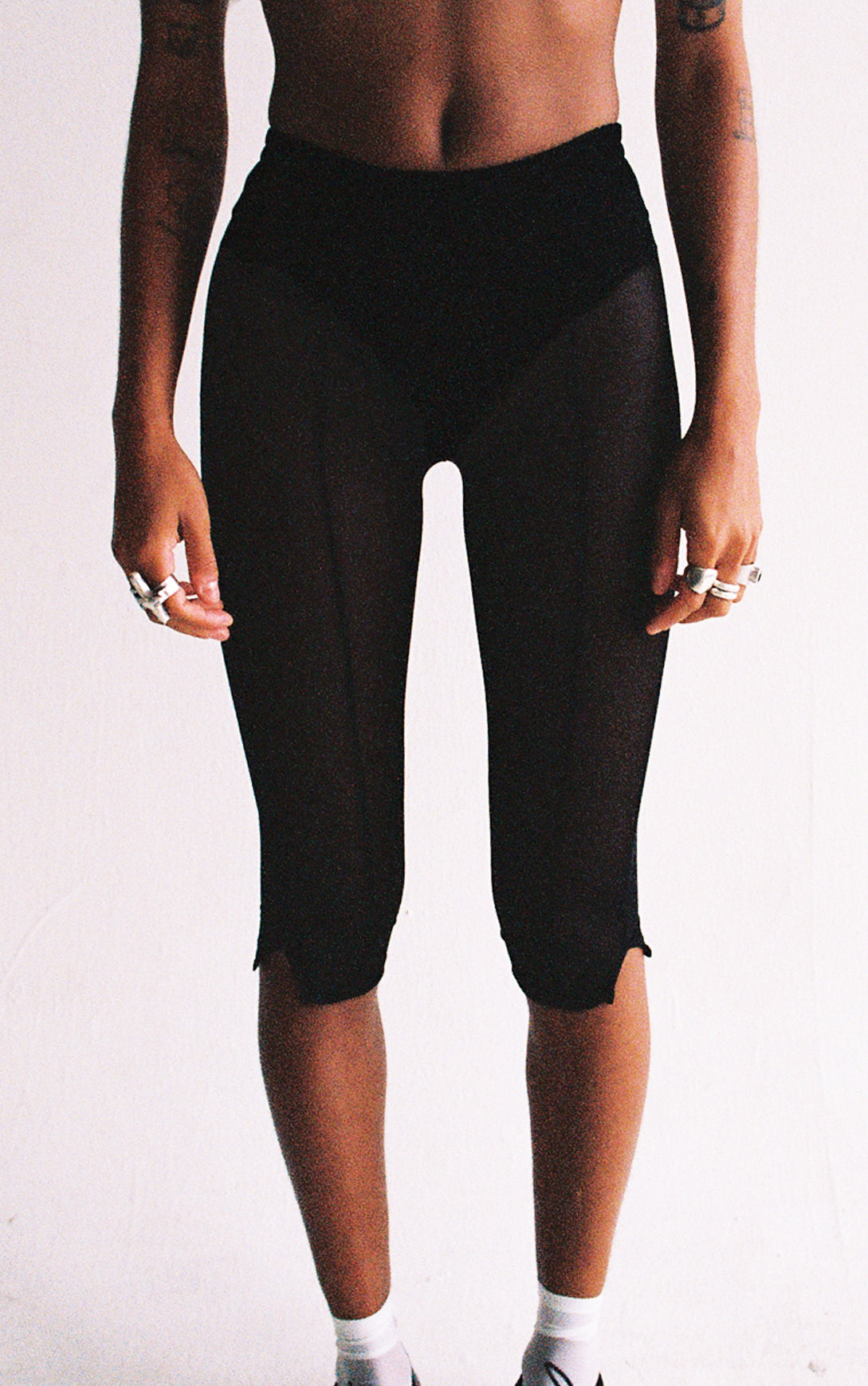 Sheer Stretch Mesh Capri